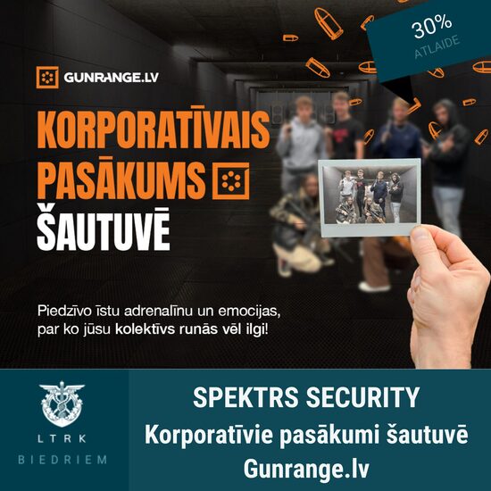 30% atlaide korporatīvajiem pasākumiem šautuvē Gunrange.lv